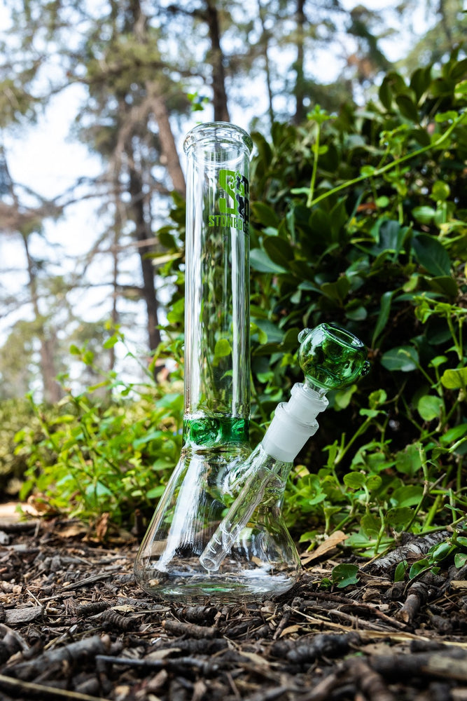 11” Stoned Genie Green Middle Accent Bong