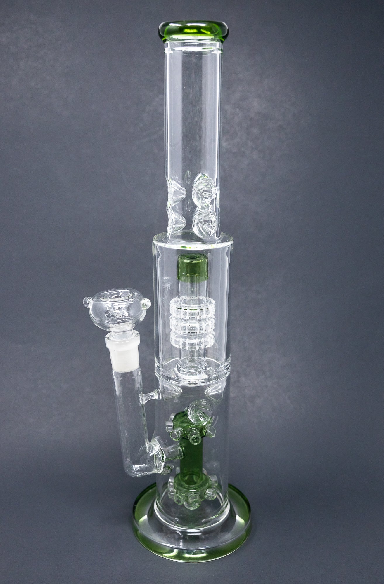 15" Green Double Percolator Bong w/ Ice Catcher