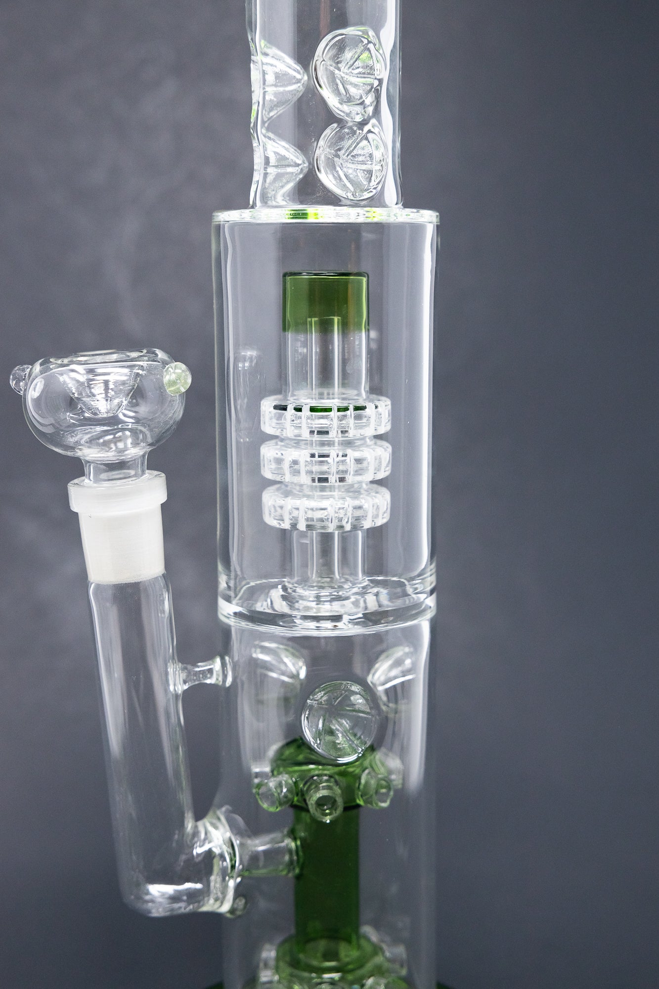 15" Green Double Percolator Bong w/ Ice Catcher