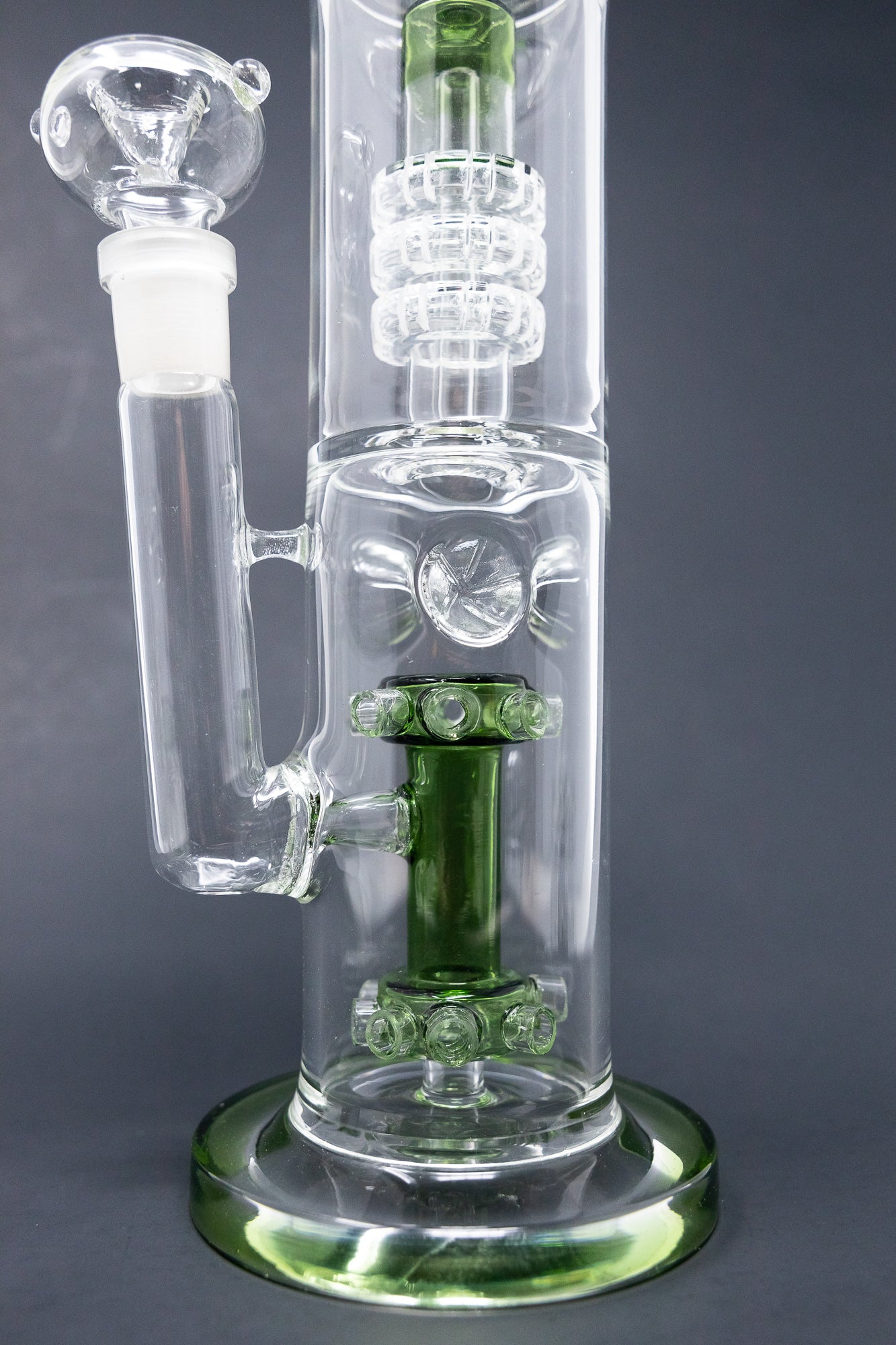 15" Green Double Percolator Bong w/ Ice Catcher