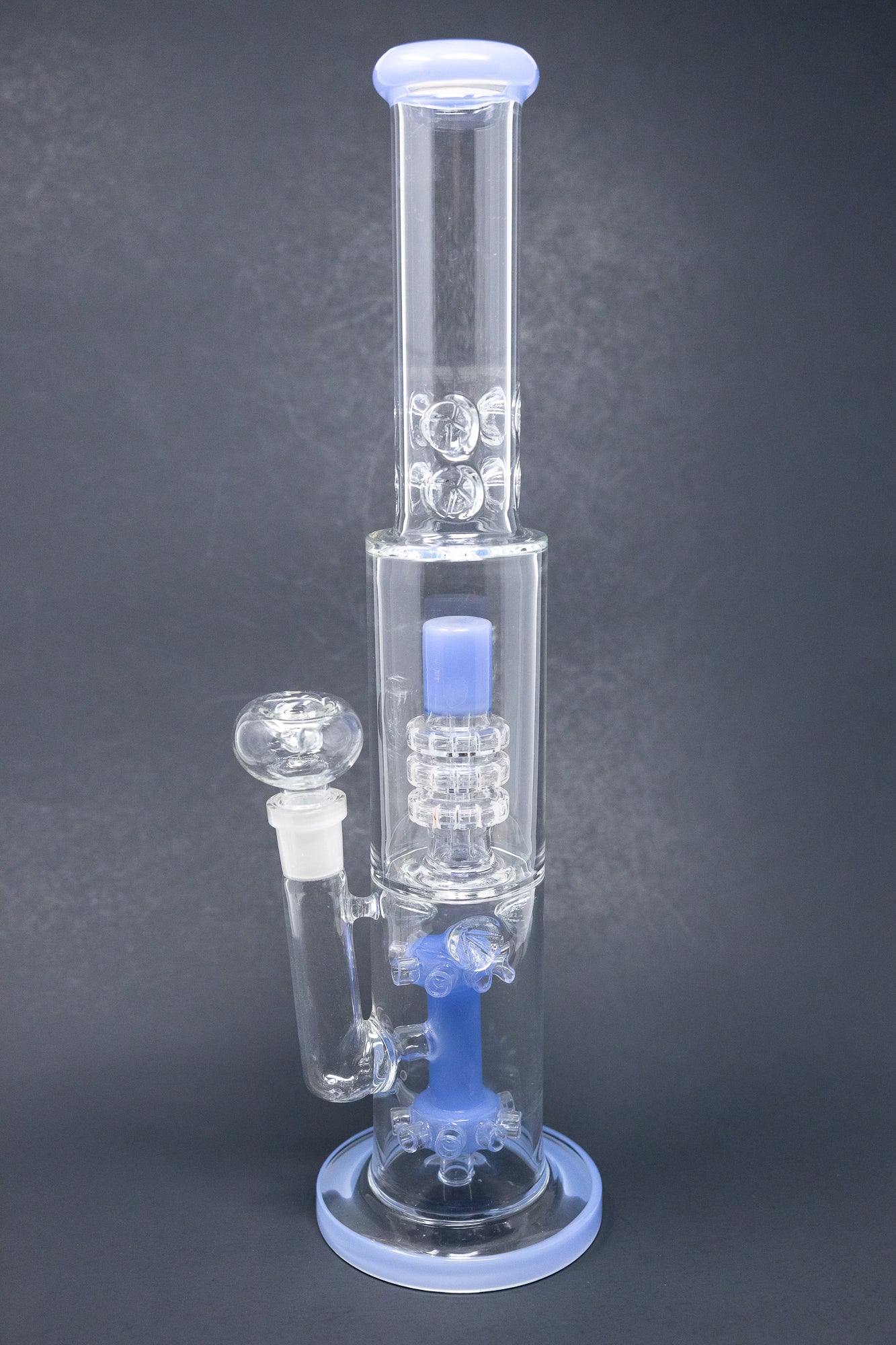 15" Milky Blue Double Percolator Bong w/ Ice Catcher