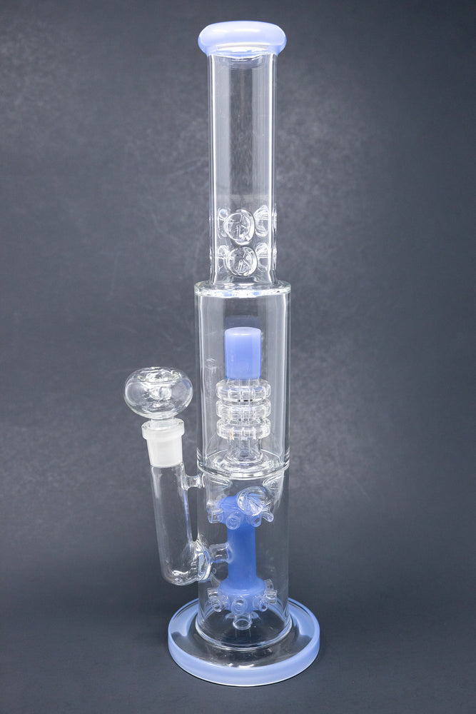 15" Light Blue Double Percolator Bong w/ Ice Catcher