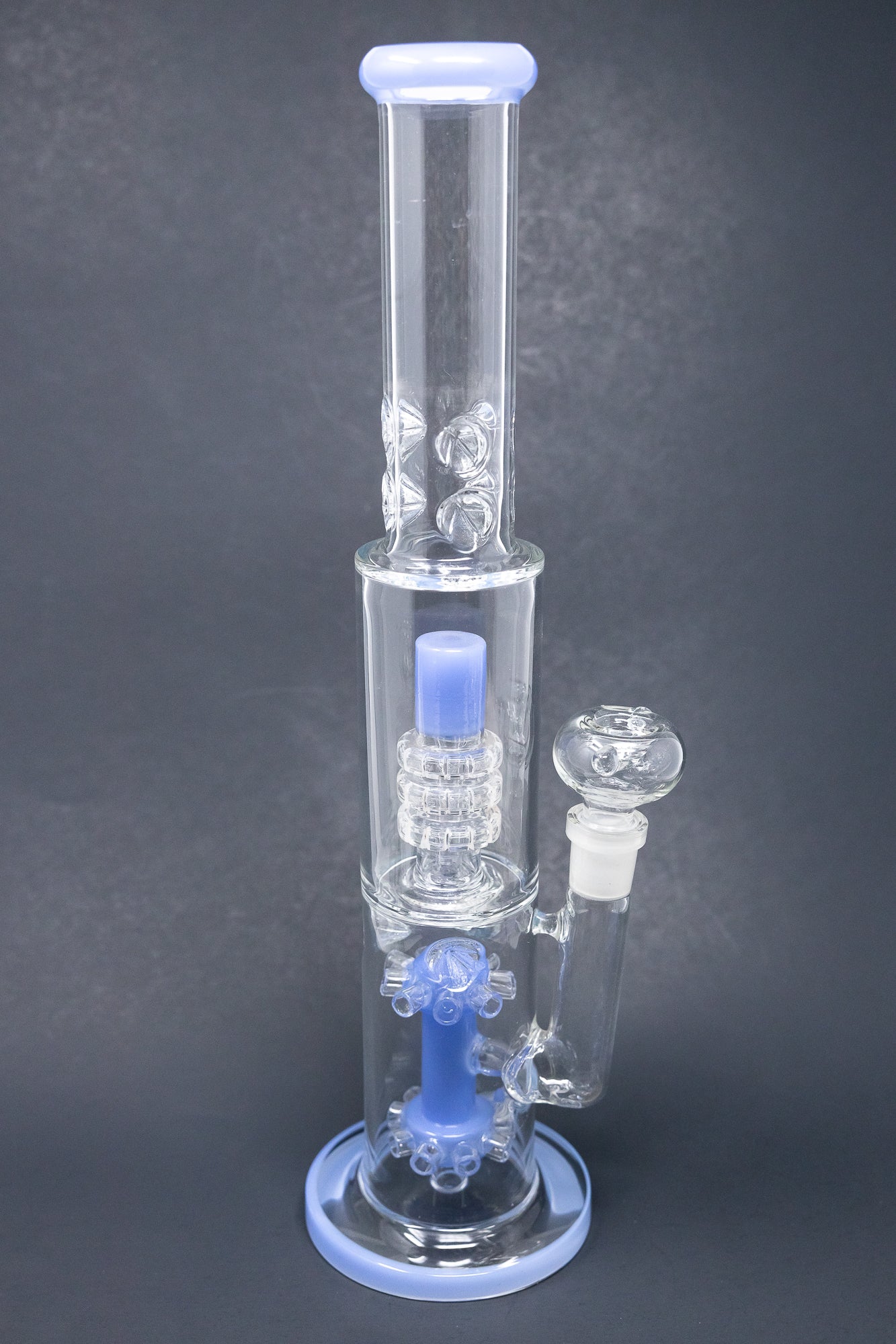 15" Milky Blue Double Percolator Bong w/ Ice Catcher