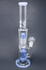 15" Light Blue Double Percolator Bong w/ Ice Catcher