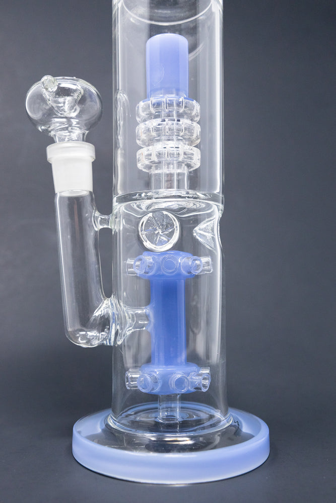 15" Light Blue Double Percolator Bong w/ Ice Catcher