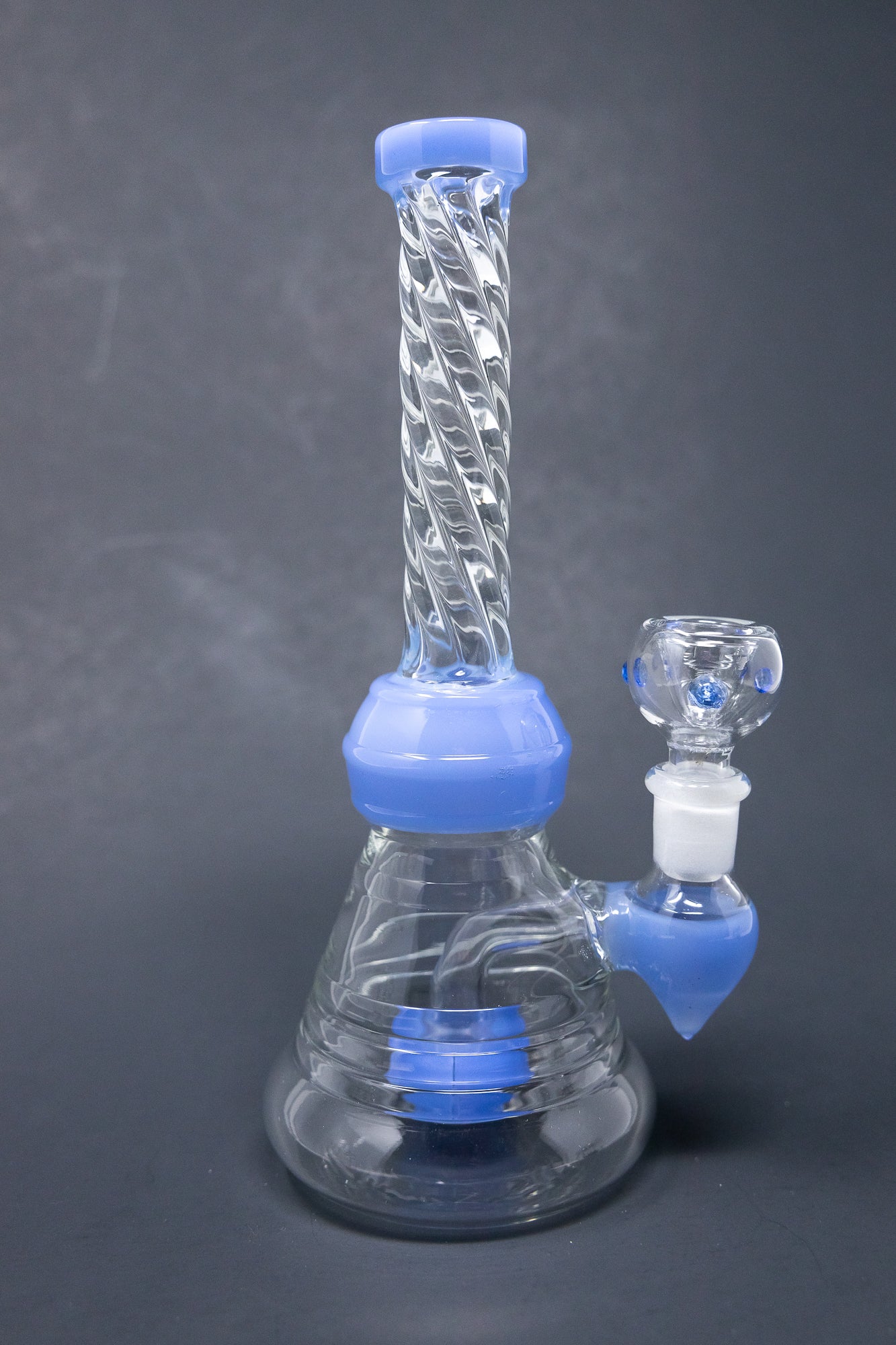 7" Blue Twisted Straight Neck Bong