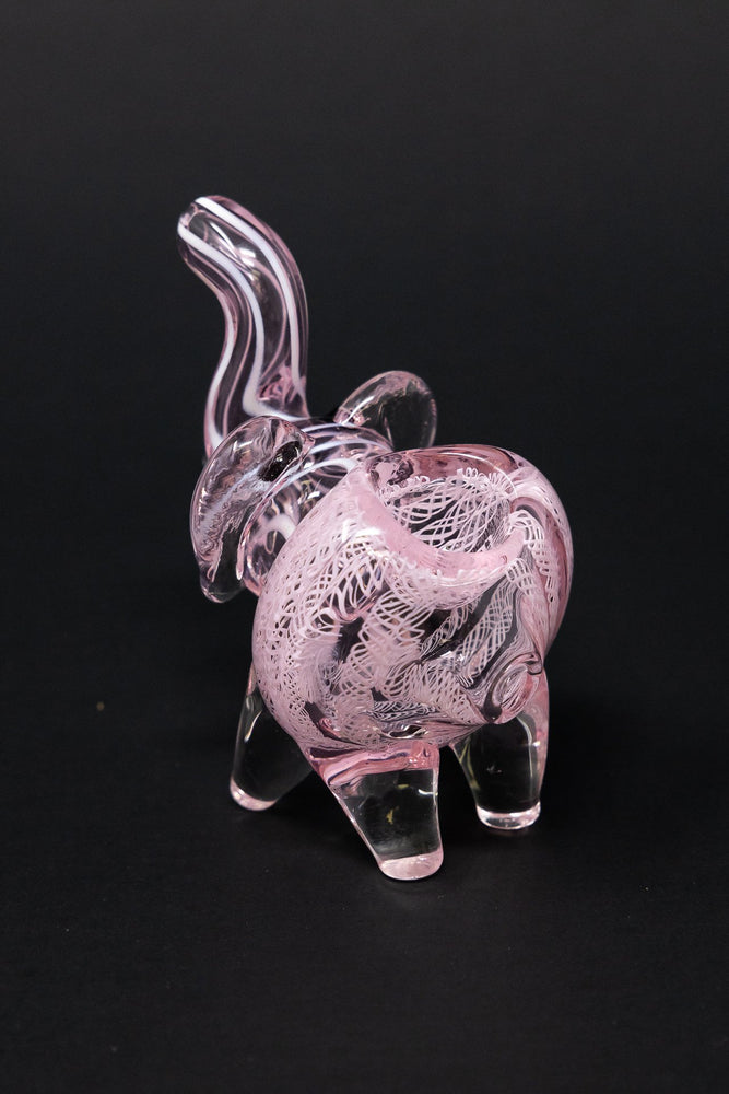 White Smoke 3" Pink Elephant Swirl Glass Hand Smoking Pipe