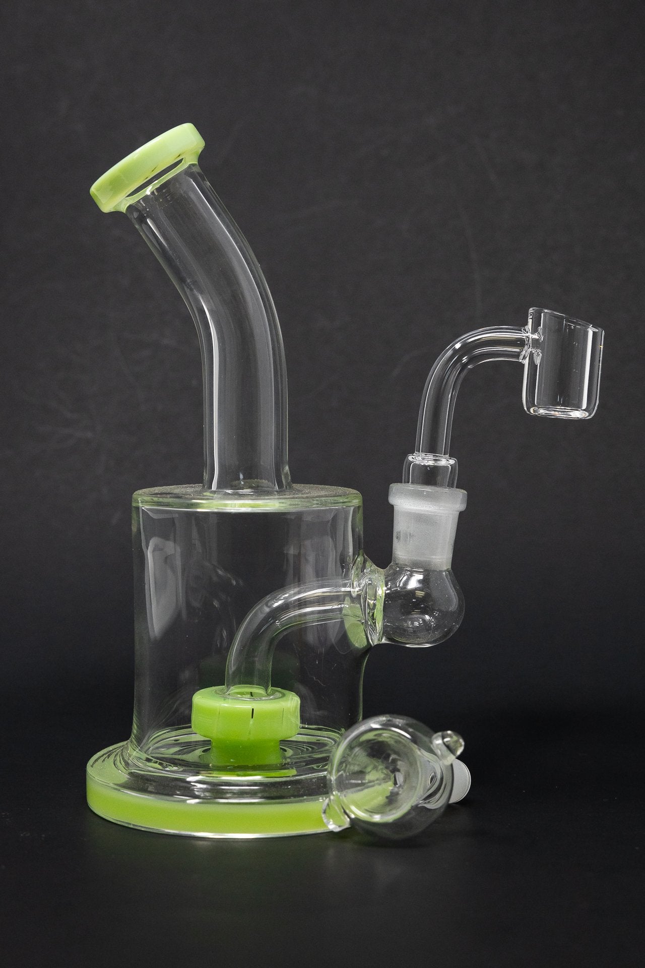 Lime Green Smoke 6" Flat Base Shower Bend Dab Rig StonedGenie.com Dab rig