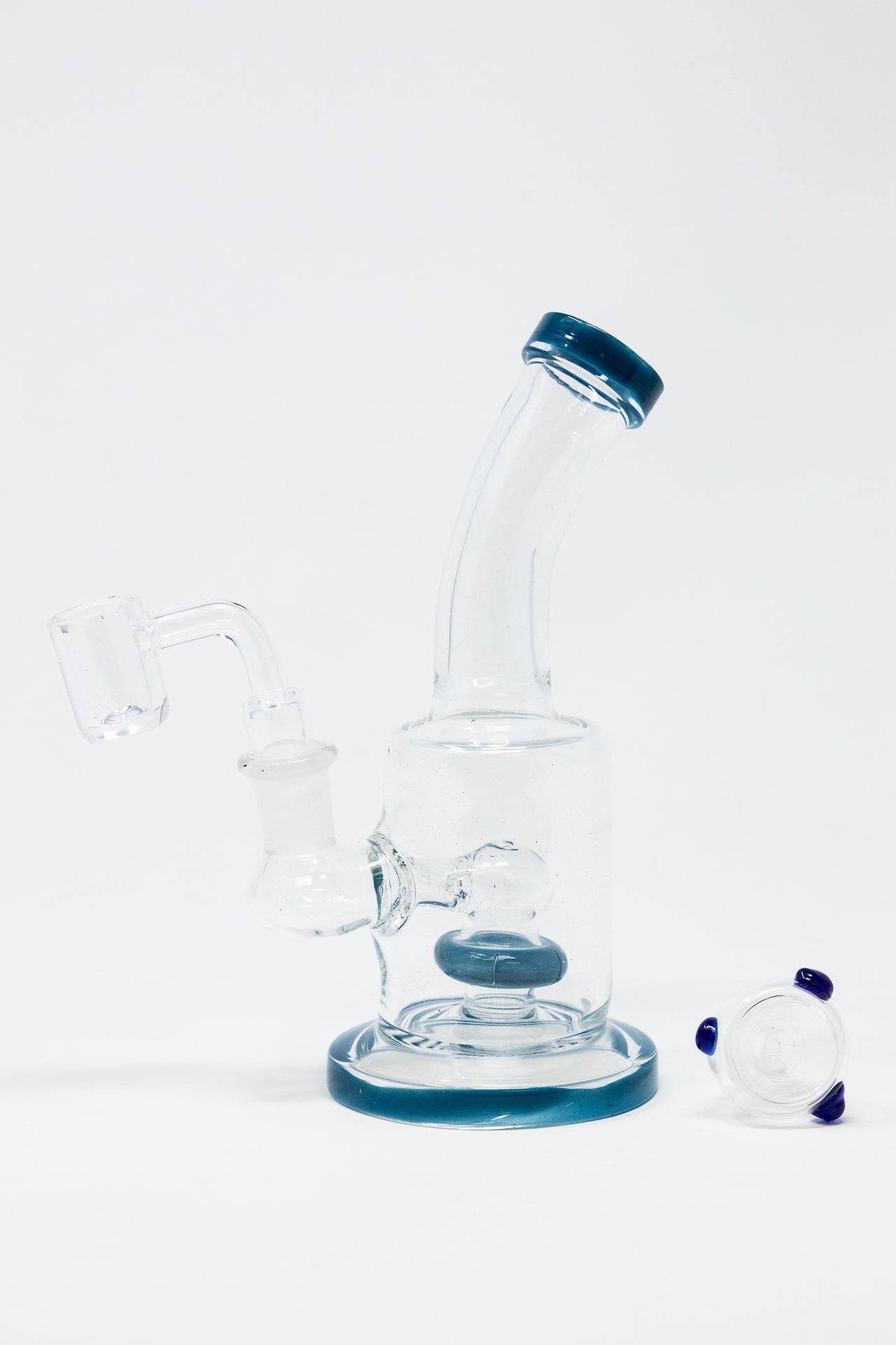 6" Blue Flat Base Shower Bend Dab Rig