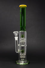 14" Stoned Genie Green Double Percolator Bong