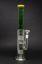 14" Stoned Genie Green Double Percolator Bong