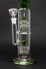 14" Stoned Genie Green Double Percolator Bong