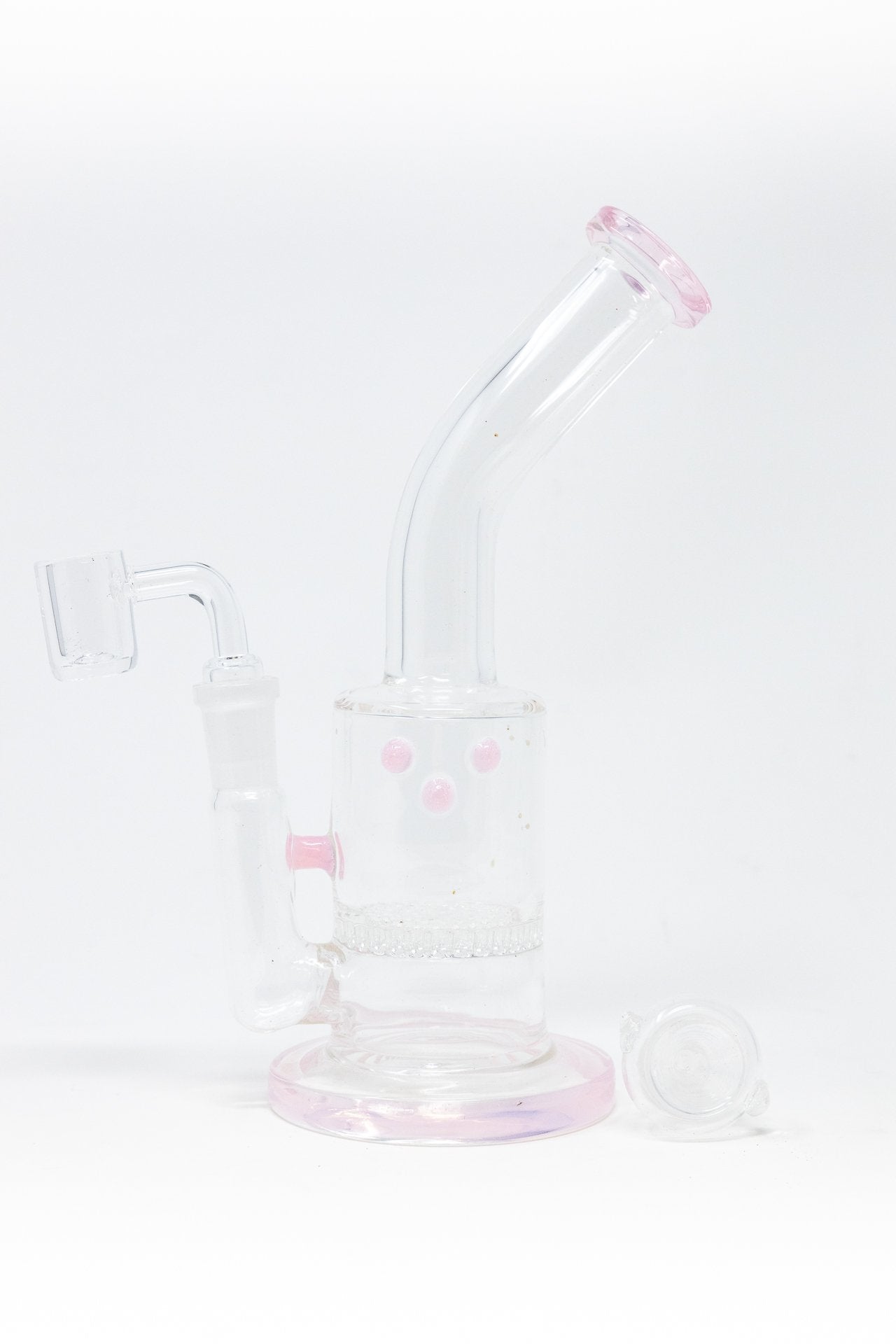 7" Pink Honeycomb Shower Bend Dab Rig StonedGenie.com