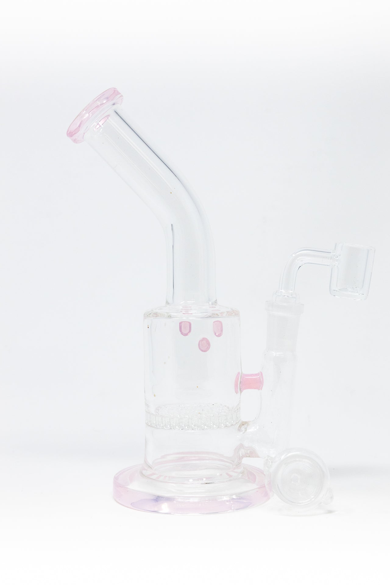 7" Pink Honeycomb Shower Bend Dab Rig StonedGenie.com
