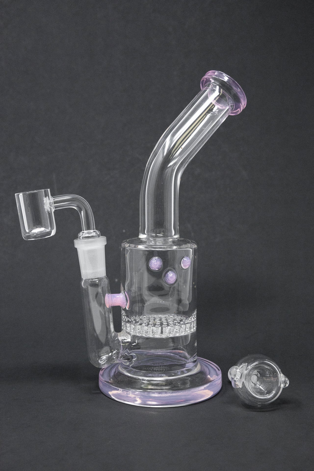 7" Pink Honeycomb Shower Bend Dab Rig StonedGenie.com