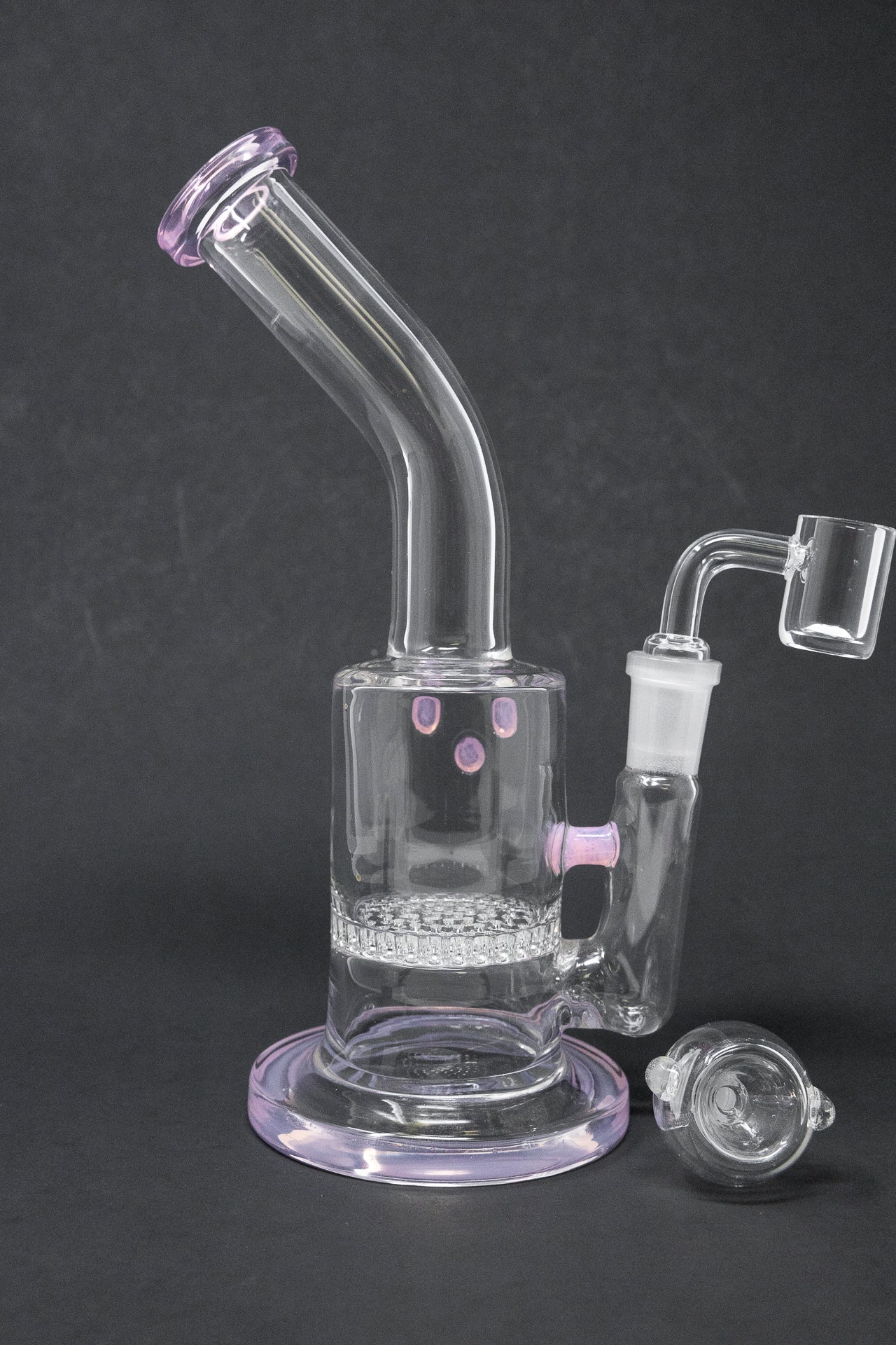 7" Pink Honeycomb Shower Bend Dab Rig StonedGenie.com