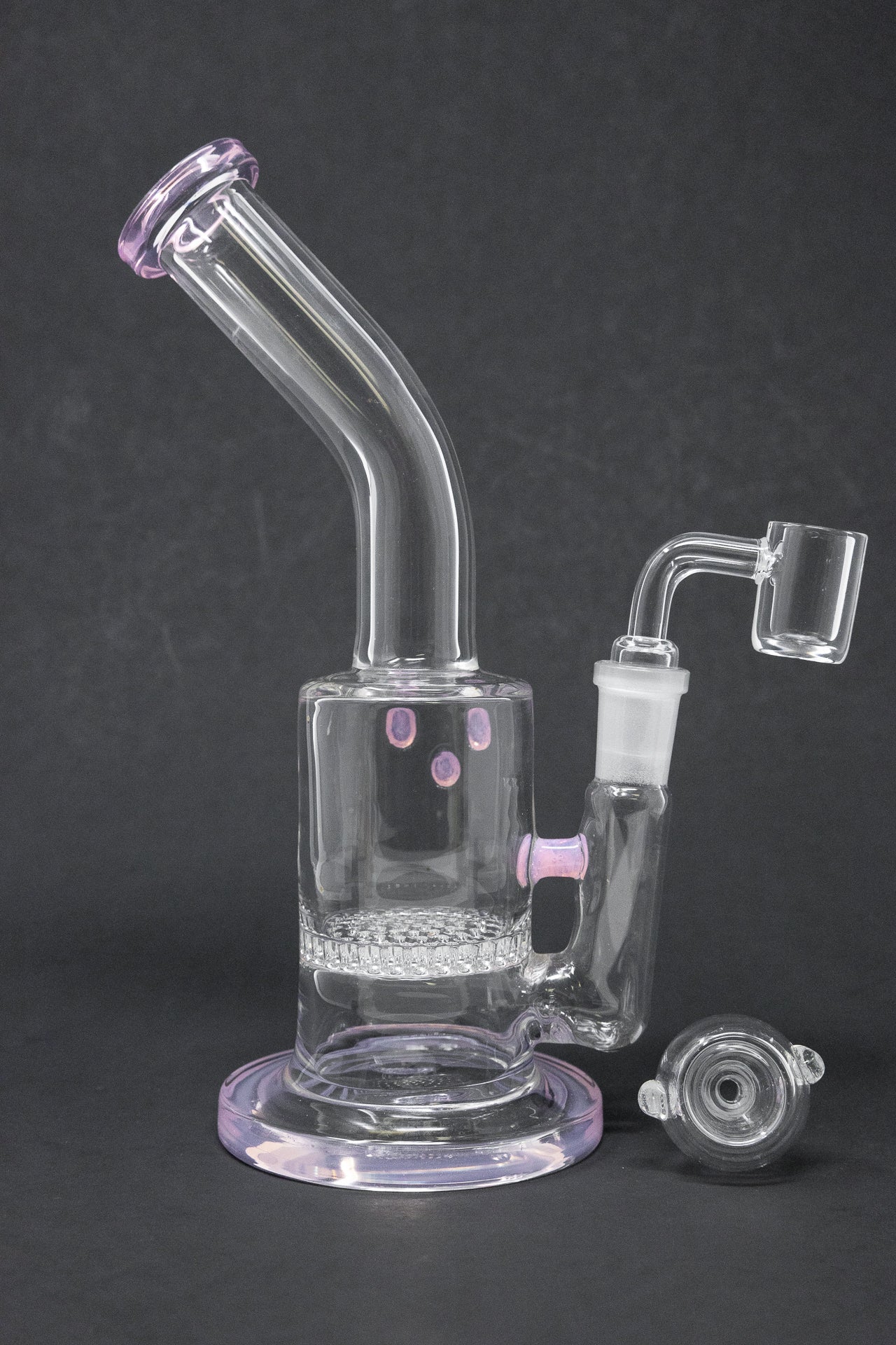 7" Pink Honeycomb Shower Bend Dab Rig StonedGenie.com