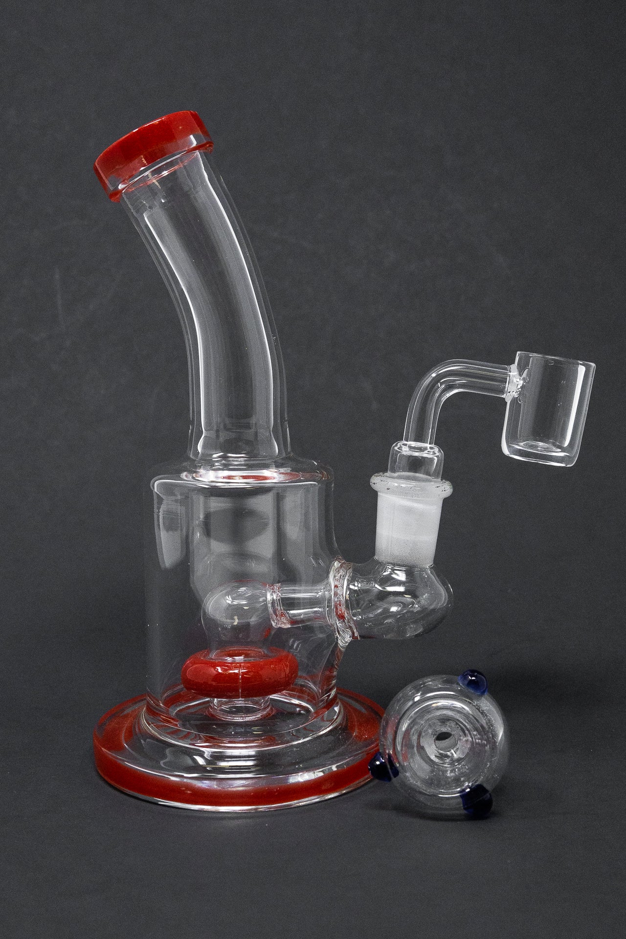 6" Red Flat Base Shower Bend Dab Rig
