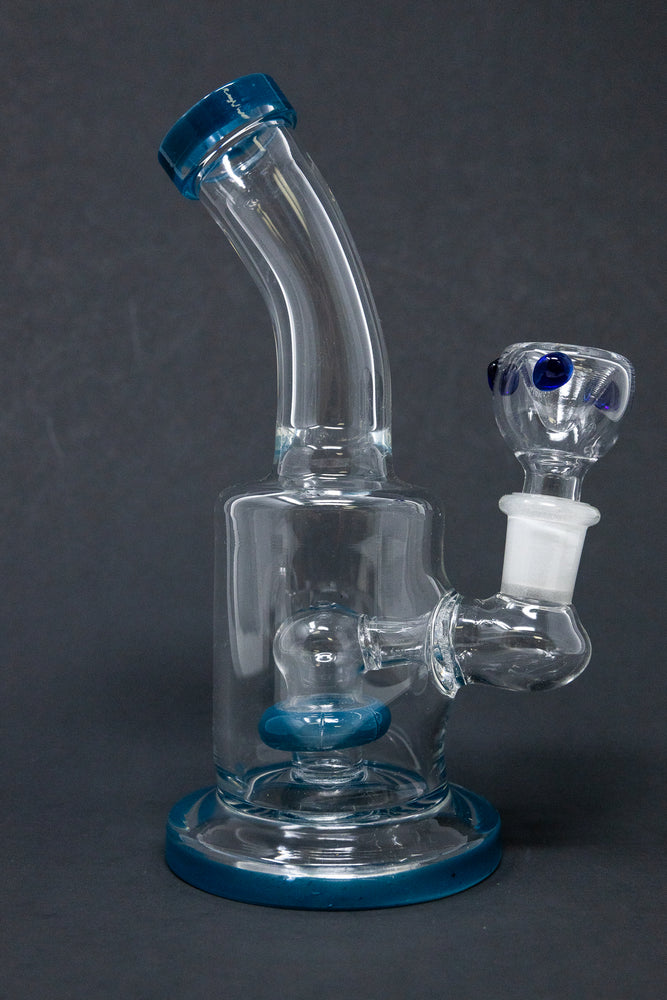 6" Blue Flat Base Shower Bend