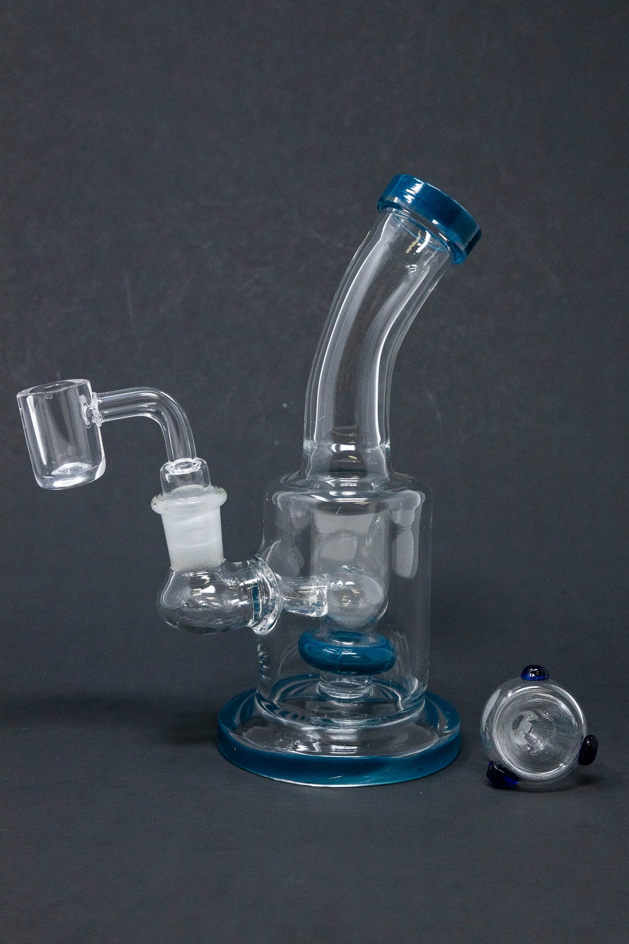 6" Blue Flat Base Shower Bend Dab Rig