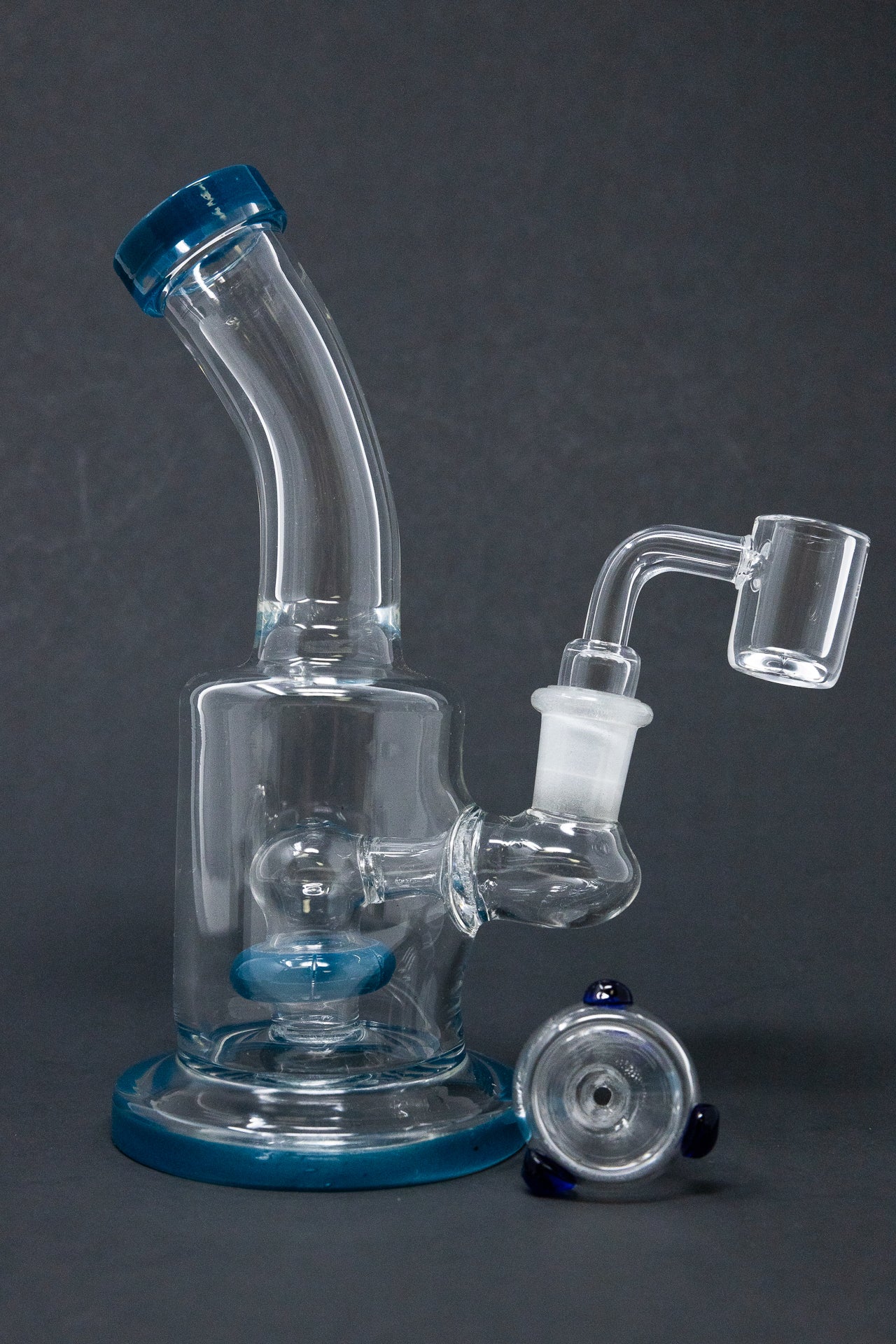 6" Blue Flat Base Shower Bend Dab Rig